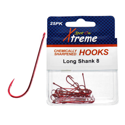 Red Long Shank Hooks 25pk — Spot On Fishing Tackle